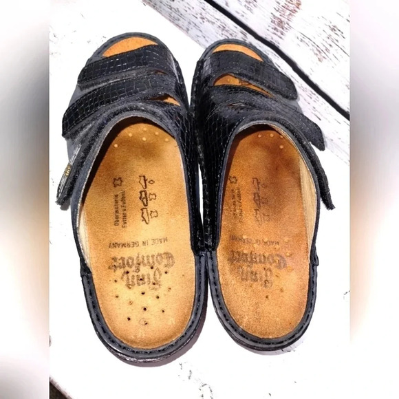 Finn Comfort Canzo Sandal Black Gray Size 6.5 Comfort Support Suede - Picture 5 of 8